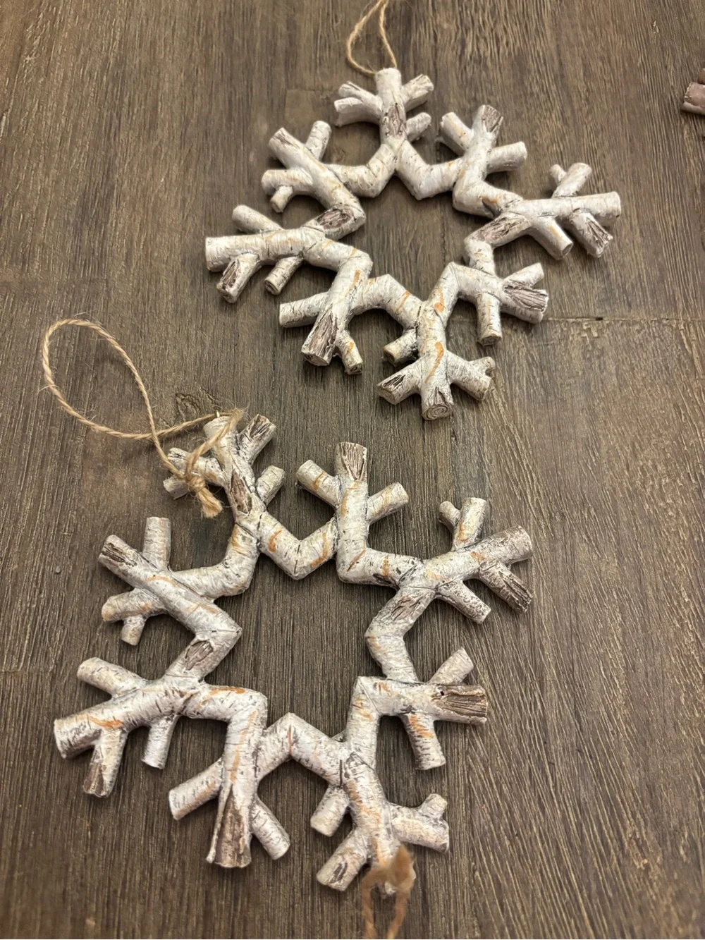 Rustic Snowflake Ornaments - lot of 9 - like new